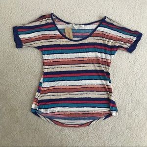 Striped cold shoulder top